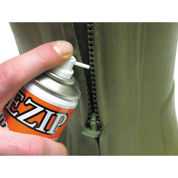Ezip being sprayed on a zip